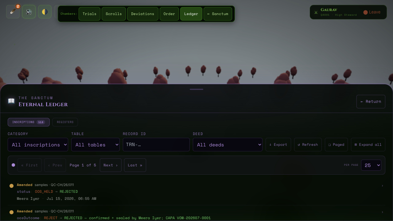 Registers shelf — computed logs + Observatory views